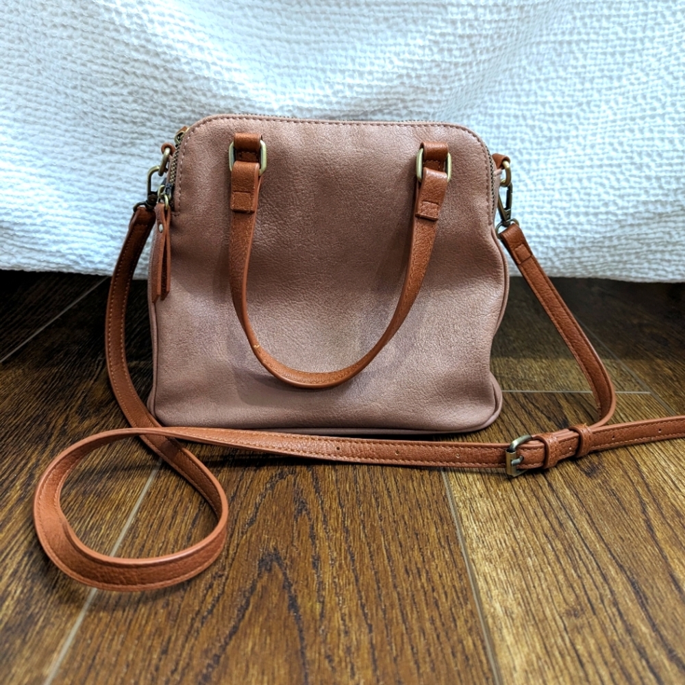 Sasha & Sofi Mauve Vegan Three Zipper Purse